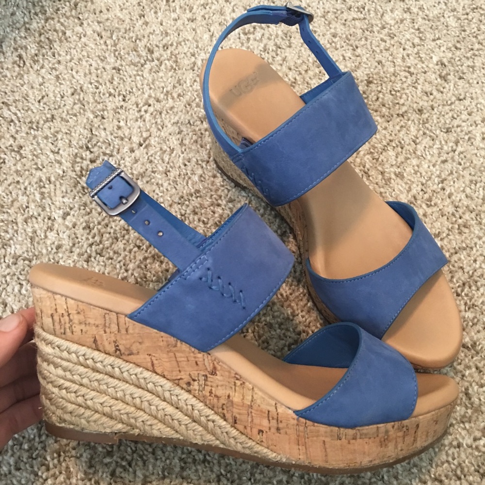 UGG Blue Suede Espadrilles Sandals 8.5